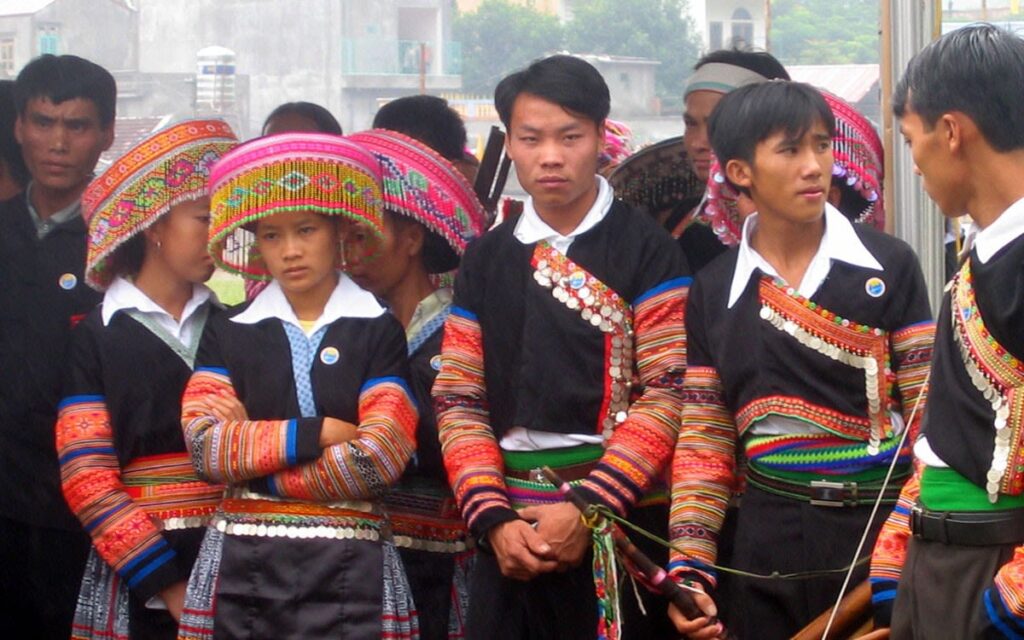 H'mong men and women in their traditional clothes