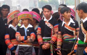 H'mong men and women in their traditional clothes